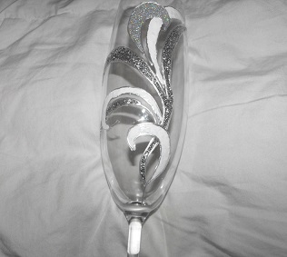 ръчно рисувани ритуални чаши за сватба - сребърно-бяло перо