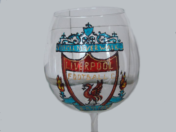 ръчно рисувано стъкло чаши Ливърпул