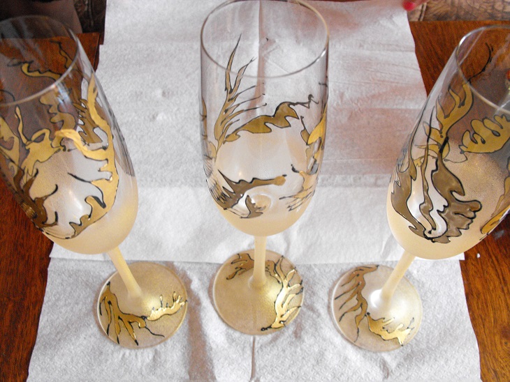 ръчно рисувани чаши Златен огън