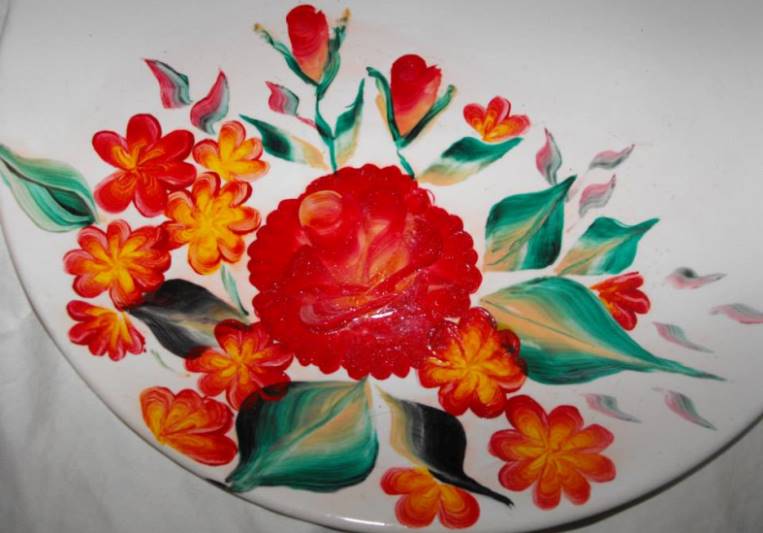 ръчно рисувана чиния Пролетен букет