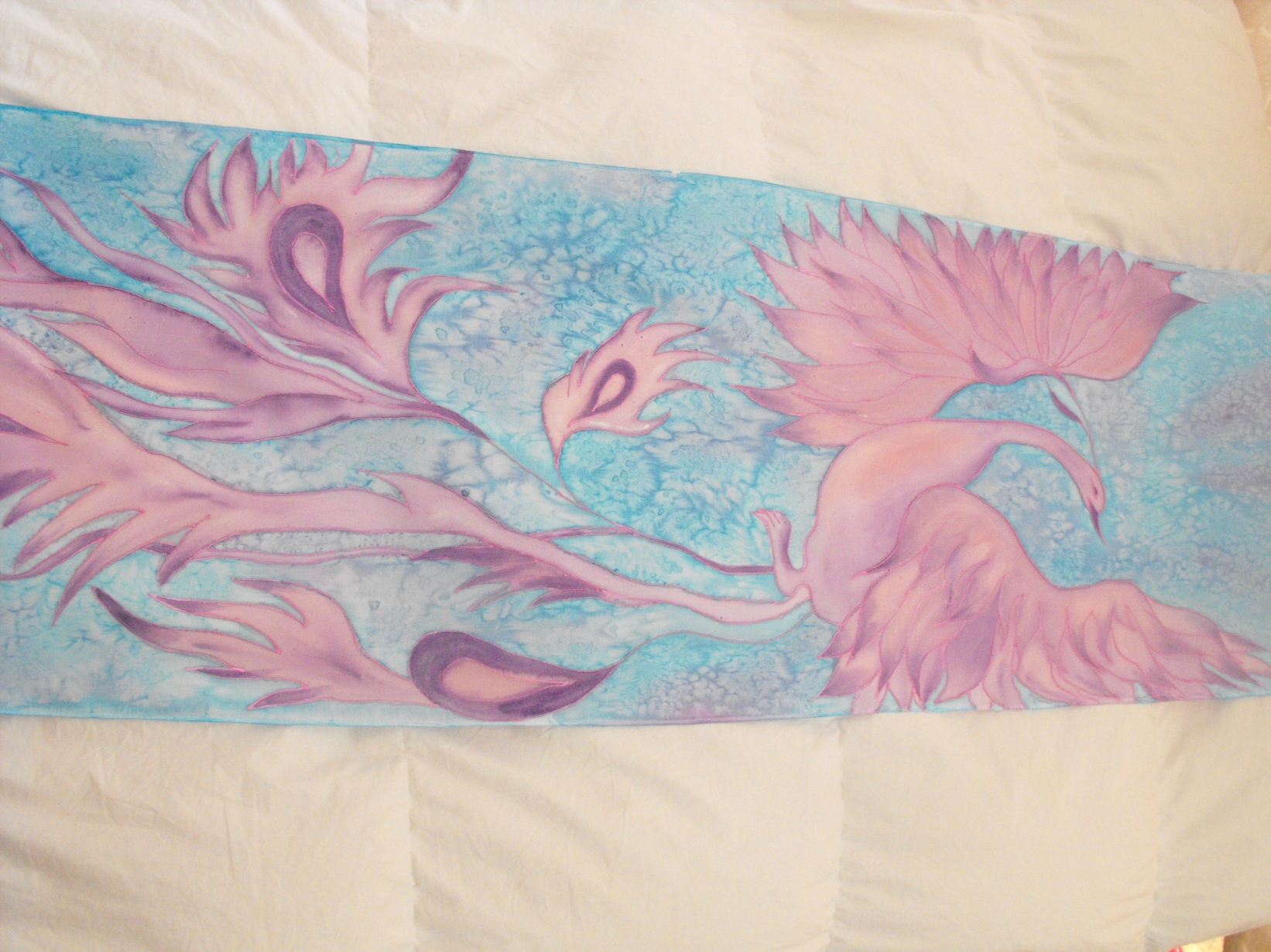 ръчно рисуван памучен шал Феникс