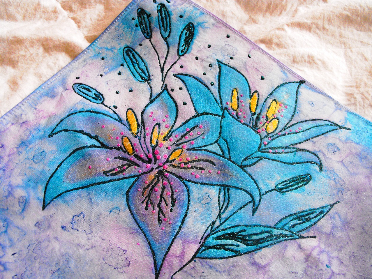 ръчно рисуван памучен шал Феникс