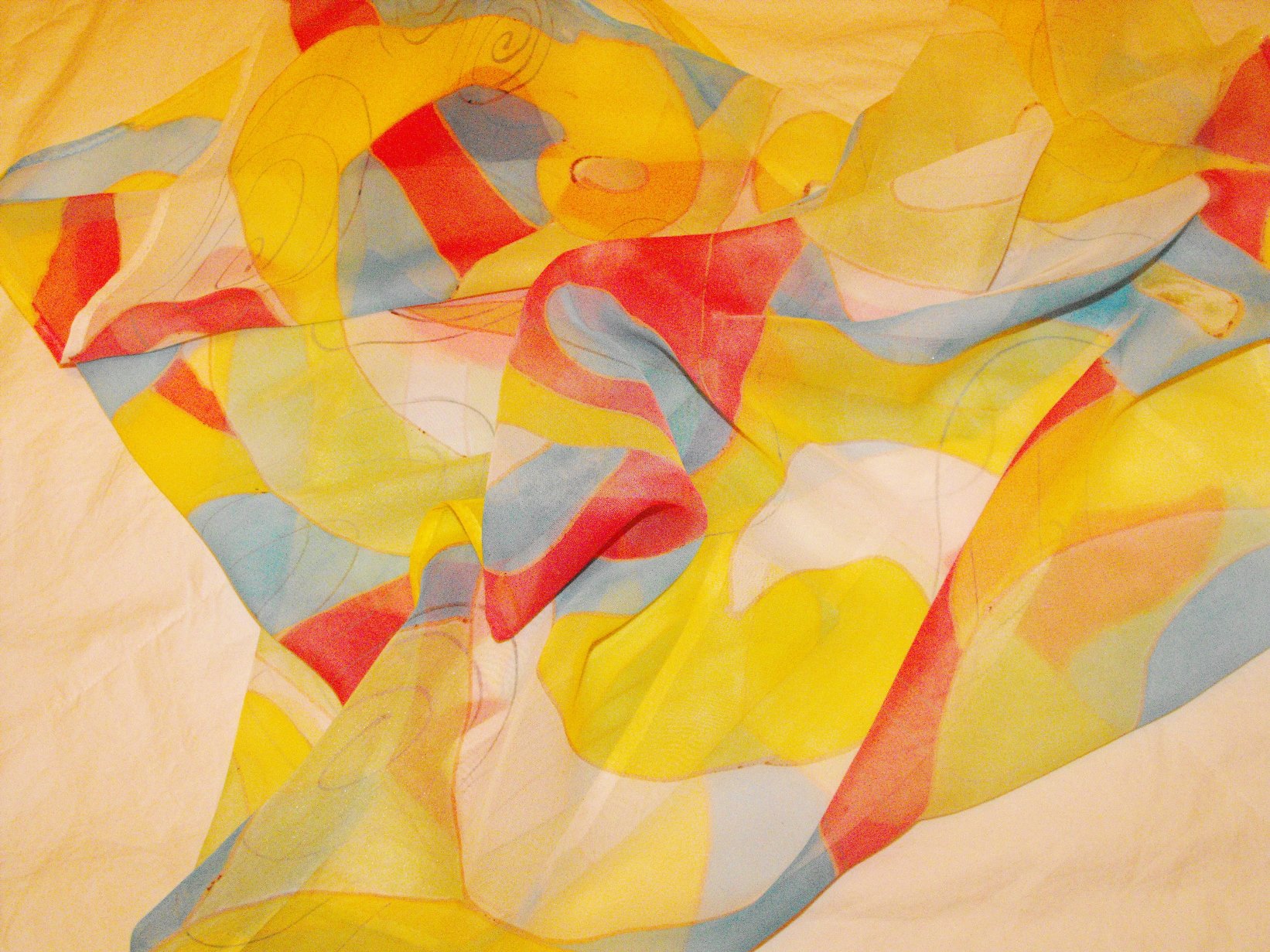 ръчно рисуван сатенен шал Дъга