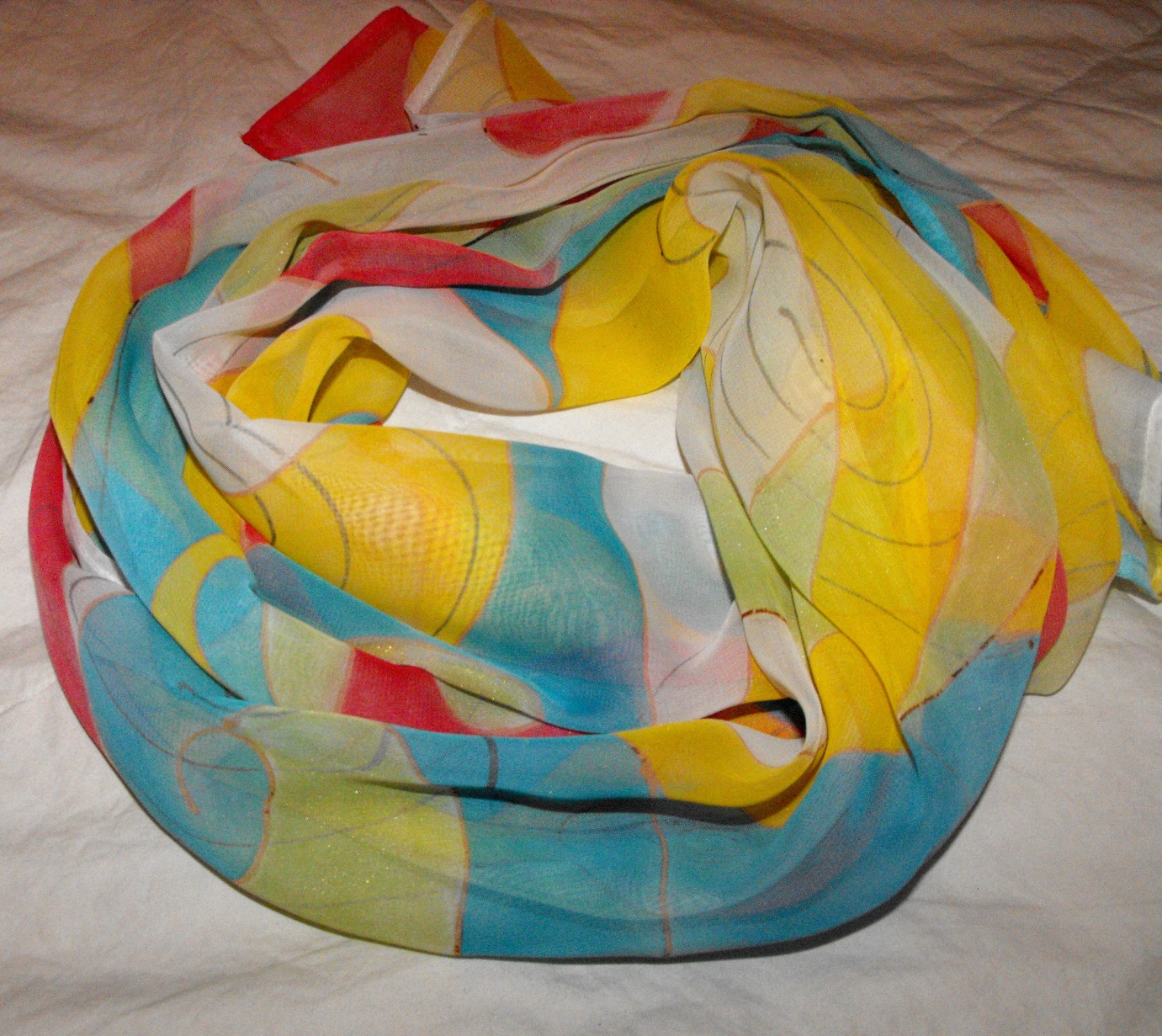 ръчно рисуван сатенен шал Дъга