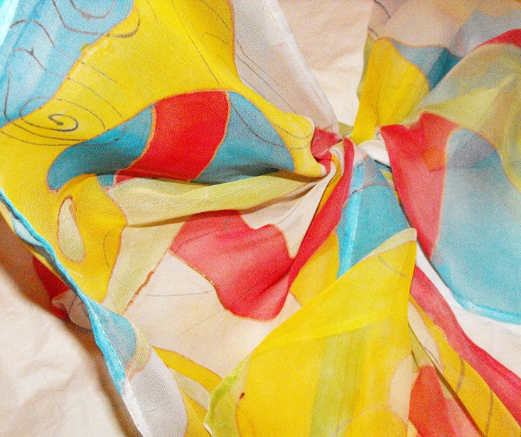 ръчно рисуван сатенен шал Рио